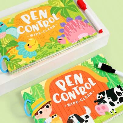 Kids Reusable Drawing & Writing Practice Toy, Pencil Control Training - Tracing Practice Book, Suitable For Children To Learn Grip And Fine Motor Skills, Children's Birthday/Christmas Gift, Educational Flash Cards For Parent-Child Learning