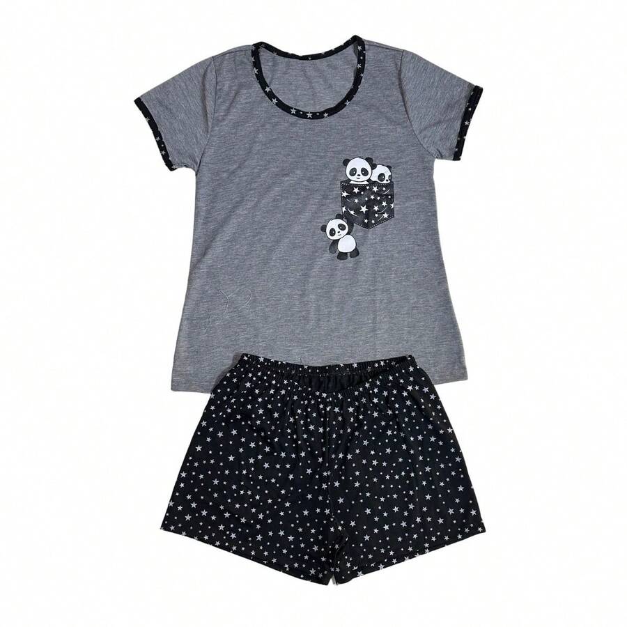 Women's Half Sleeve Baby Doll / Women's Baby Doll / Nightwear - 淺灰色 - 查看 1