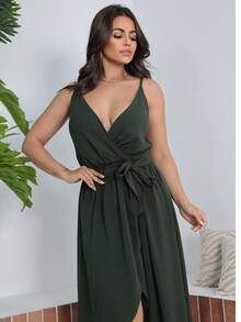 Women's Long Dress - Verde militar - Ver 4
