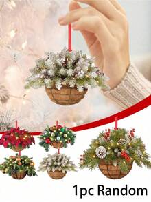 10 Stück Weihnachts-Hängekorb Hänge-Ornamente, Weihnachts-Blumenkorb Hänge-Ornamente für Feiertage, Weihnachtsbaum Dekorationen, 2D flache Acryl Weihnachts-Dekorations-Hängeornamente, Mini Weihnachts-Hängekorb, Gartenzubehör, Party Dekoration, Feiertags-Artikel, Feiertags-Arrangement, Heimdekoration, Gartendekoration (zufälliger Stil)
