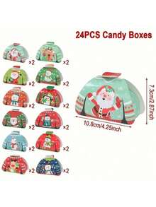 Christmas Gift Boxes With Reindeer Design - Paper Treat Containers For Housewarming, Anniversary, And Holiday Celebrations - Festive Ugly Sweater, Santa, Snowman Themed Party Favors For Winter, Christmas, New Year Decor