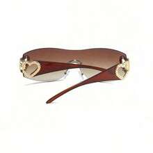 1-Piece Large-Frame Women's Multi-Color Y2K Fashion Sunglasses, Sporty Sunglasses, Fashion Sunglasses With Bohemian Style, Suitable For Parties And Summer Travel, Beach Accessories, Christmas Gifts. - 棕色 - 查看 3