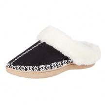 Isotoner Women's Clara Embroidered Microsuede Clog Slippers - màu đen - Xem 1
