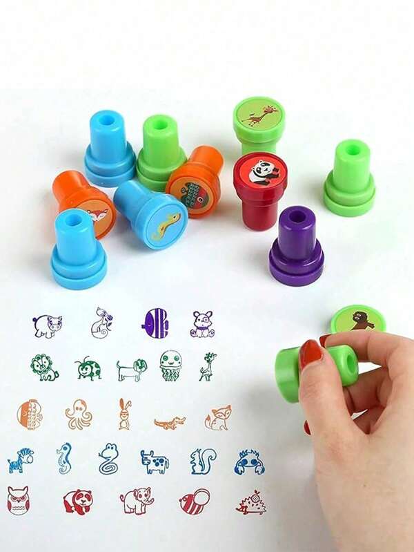 10/20/30/40 piezas Sellos personalizados para niños con grabado en relieve, con comentarios aprobados por maestros y diseños grandes con patrones de dibujos animados, animales lindos, números, personajes de anime y patrones de letras (los estilos no se limitan a los que se muestran). Ideal para regalos de actividades de fiesta.