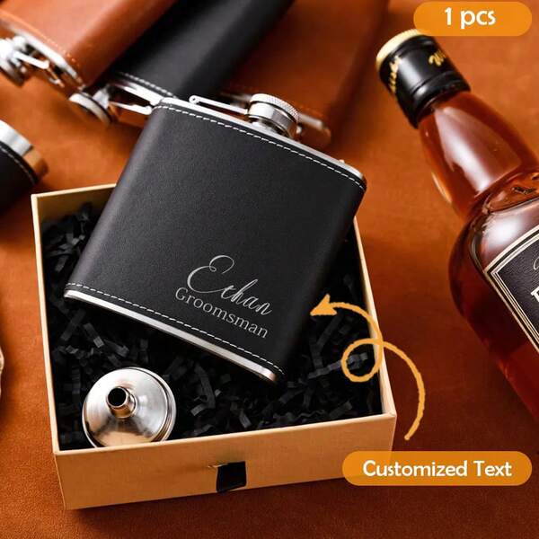 1 Personalized Custom Hip Flask, Christmas Hip Flask, Customized Hip Flask, Father's Gift, Father's Day Must-Have, Boyfriend Gift, Customized Father's Gift, Birthday Gift, Boyfriend's Birthday Gift, Customized Leather Hip Flask, Engraved Leather Hip Flask, Cup Holder, Groomsmen And Bridesmaids Exclusive Name Hip Flask, Unique Groomsmen And Bridesmaids Gifts, Wedding Bachelor Party Proposal Gift