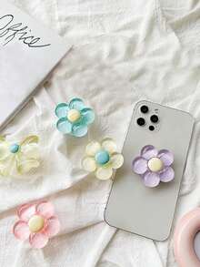 1pc Portable Foldable 3D Floral Design Phone Grip - Universal Smartphone Stand And Desk Holder With Decorative Flower - For Mobile Devices