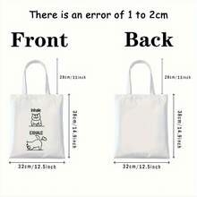 [Variation In Color Is A Normal Craftsmanship Phenomenon, Not A Defect]Cute Cat Handbag Cat Theme Tote Bag, Ideal Gift For Friends, Birthday, New Year, Inhale Exhale Printed Handbag Large Capacity  Simple Style Durable Tote Bags For Outdoor Picnic, Party, Traveling, Shopping - Black - View 9