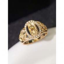 1pc Exquisite Virgin Mary Inlaid Shiny Cubic Zirconia Ring For Women Hip-Hop Daily Wear Couple Jewelry - 戒指 - 查看 2