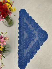 1pc 130cm*60cm Navy Blue Lace Trim, Decorative Fabric For Clothing, Lampshade, Tablecloth, Dress Hem