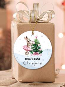 La primera Navidad del bebé 2025, un oso durmiendo en la luna, decoración acrílica, decoraciones navideñas para el hogar, regalo para padres primerizos, adorno navideño, decoración colgante para el árbol de Navidad, regalos acrílicos para nuevos padres