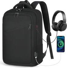 Lubardy Mochilas para Hombre y Mujer Mochila para Laptop 15,6 Pulgadas Mochila Viaje Mochilas Resistente al Agua Negra para Juveniles Universitaria - Negro - Ver 8