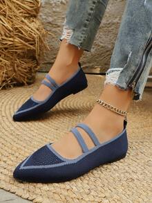 Preppy Style Women's Pointed Toe Flats, Fall, Autumn, Suitable For Home Wear All Seasons