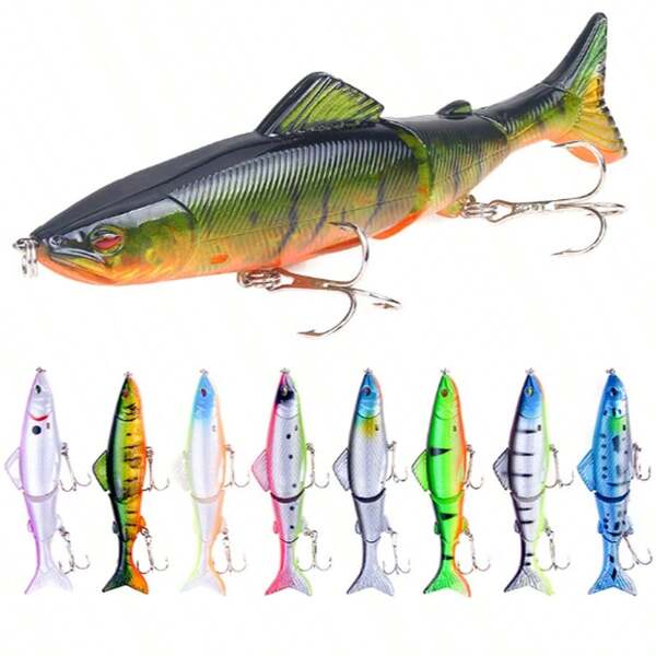 1 Set Fishing Lure Kit - Multi-Section Swimbait Lures With 3D Eyes And Laser Skin Hard Baits, Made Of ABS Material, Sharp Hooks, Targeting Aggressive Fish Species, Suitable For Freshwater And Saltwater Fishing, Freshwater Fishing Gear | Fashionable Swimbait | PVC Structure