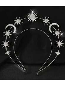 1件太阳女神双层发箍 - 六边形星月合金圣诞发箍，巴洛克皇冠，发箍 - 彩色 - 查看 7