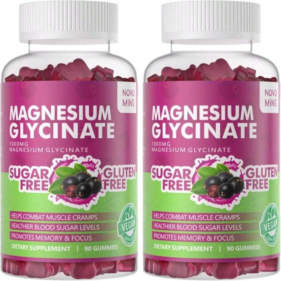Magnesium Glycinate Gummies 1000mg - Sugar Free Magnesium Potassium Supplement With Vitamin D, B6, CoQ10 For Calm Mood &Amp; Sleep Support - 180 Mango Pineapple - Tên hương vịC - Xem 1