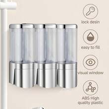 1 dozator de săpun manual, montat pe perete, din plastic, dozator de șampon și balsam fără plumb pentru dușul din baie de hotel - Nu necesită electricitate sau baterii