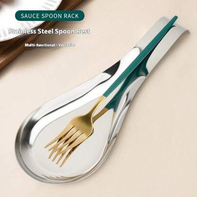 1/2/3/4/5 pezzi Supporto per cucchiaio a forma di pesce in acciaio inossidabile, molletta per alimenti, vassoio per cucchiaio per pentola calda, supporto per utensili da cucina per hotel, ristorante. Set di rastrelliere per cucchiai da buffet. Accessori da cucina. Supporto per cucchiaio. Supporto per utensili.