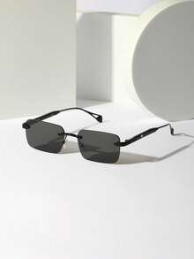 1 件男士无框旅行太阳镜，金属质感臂和心形图案配件，适合时尚眼镜（配有眼镜盒和眼镜带）复古太阳镜太阳镜沙滩配件太阳镜太阳镜遮阳镜适合夏季海滩度假、户外、旅行 - 黑色 - 查看 8