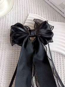 1pc Organza Bridal Hair Clip, Romantic Headpiece For All Seasons - Black - View 3