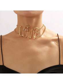 Minimalist Personality Exaggerated Letter Cool Chic Necklace Retro Fashionable Temperament Hip-Hop Style Necklace - AMORe Gold - View 2
