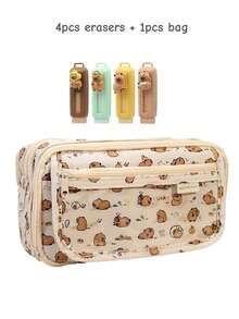 1/4pcs Capybara Retractable Erasers Set, Cartoon Design 4B Eraser Cute Rubber Push-Pull Eraser, For Drawing & Exams Students Back To School Office Supplies Stationery - Multicolor - View 25