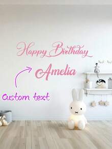1pc Customized Name Wall Decal, Birthday Home Decor, Suitable For Bedroom Art And Wallpaper. Sticker Decoration, Applicable For Living Room, Bedroom, Bathroom, Elegant Font Design, Multiple Colors Available (Black, White, Pink, Red, Yellow, Gold, Colorful, Etc.), Poetcore, Diy Kits, Personalised Birthday Things - Multicolor - View 3