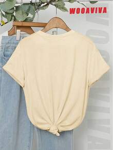 Women T-Shirts - 杏色 - 查看 2