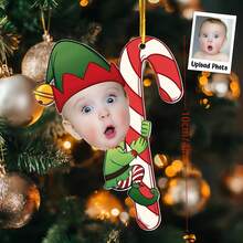 1 pieza Adorno de foto personalizado, decoración navideña personalizada, recuerdo de acrílico divertido, regalo navideño reflexivo para la familia, nuevas mamás, nuevos papás, adorno único para el árbol de Navidad - Multicolor - Ver 6