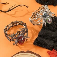 1 Pc Hip Hop Punk Alloy Spider Bracelet Halloween Jewelry Accessories Vintage Fashion Rhinestones Zirconia Bracelet Birthday/Holiday Gifts Everyday Jewelry, Elegant Accessory - 槍黑色 - 查看 3