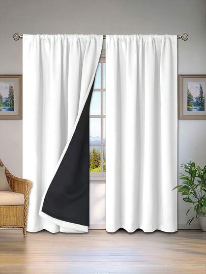 1pc Full Blackout Thermal Curtain - 99% UV-Resistant Polyester, Rod Pocket Hanging, Non-Bleachable Plain Weave, Bedroom Art Theme, Coated Blackout Thermal, Noise-Reducing - Ideal For Bedroom, Farmhouse And School Deep Sleep