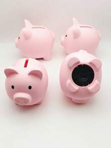 1pc Cute Plastic Pig Piggy Bank, Unbreakable Plastic Coin Saving Box, Interesting Gift For Birthday, Holiday - Multicolor - View 3