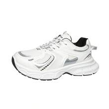 Women's Thick Mesh Increase Height Outdoor Non-Slip Lightweight Fashionable Casual Sports Running Shoes, Autumn - White - View 6