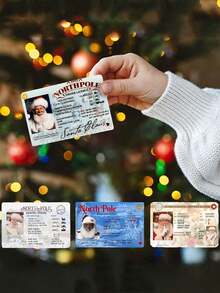 5 pièces Carte de vœux Père Noël, Permis de conduire perdu, Décoration de Noël, Permis de traîneau volant du Père Noël, Permis de conduire du traîneau du Père Noël, Carte de fête en plastique, Accessoires de décoration de Noël, Pas d'électricité requise Décorations de Noël Pyjamas de Noël Cadeaux de Noël Décoration de Noël