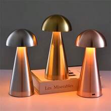 1pc Modern LED Mushroom Design USB Rechargeable Touch Control 3-Color Dimmable Lamp, Suitable For Living Room, Bedroom, Dining Room, Bar Decoration - Multicolor - View 12
