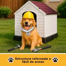 LEVEL HOME | Casa para Perro Grande con Dise?o Protector Sellado - Material PP Duradero | Piso Elevado y Techo Inclinado de Asfalto - 97cm x 110 cm x 99 cm - Rojo - Ver 5