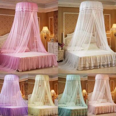 1 Màn chống muỗi tròn sợi Polyester cho giường trẻ em, chống muỗi và côn trùng, thích hợp cho phòng trẻ em, phòng ngủ, giường trẻ em, Màn chống muỗi tròn tươi mát cho học sinh và công chúa