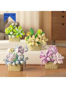 Flower Basket Building Block Set, Roses, Sunflowers, Succulent Flower Pot Decor, Educational Constructing Toy, Kids Building Toy, Gift For Boys & Girls, Birthday & Party Gift - Multicolor - View 6