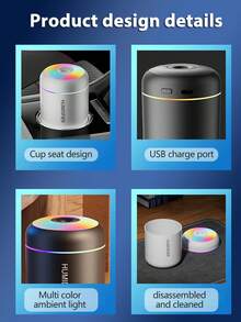 Humidificador USB y difusor de aromaterapia, con niebla fría de 180ml, funcionamiento silencioso, luz nocturna, diseño portátil, adecuado para dormitorio, escritorio, oficina y hogar - Ambientador de aire, humidificador de dormitorio, humidificador de escritorio, decoración de habitación, tecnología acústica de pulverización (purificador de aire, difusor, humidificador para dormitorio)