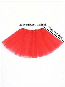 1pc Solid Color Casual Polyester Fiber (Polyester) Tutu Skirt, Suitable For All Seasons, 30cm Tutu Skirt, Non Adult Short Skirt, Small Waist Semi Transparent Stage Skirt, Ballet Skirt, Performance Dress, Macaron Color Fluffy Skirt, Princess Skirt, Breathable Mesh, Christmas Skirt, Half Body Skirt, Underskirt