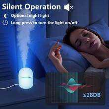 Portable Mini Humidifier, 250ML 3-In-1 Cool Mist With Aroma Pads, Colorful Night Light, USB For Car And Travel - Hồng - Xem 4