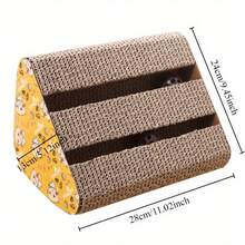 En stock Tabla rascadora para gatos con campana, juguete para gatos con doble ranura en forma de triángulo, almohadilla de cartón corrugado para rascar gatos