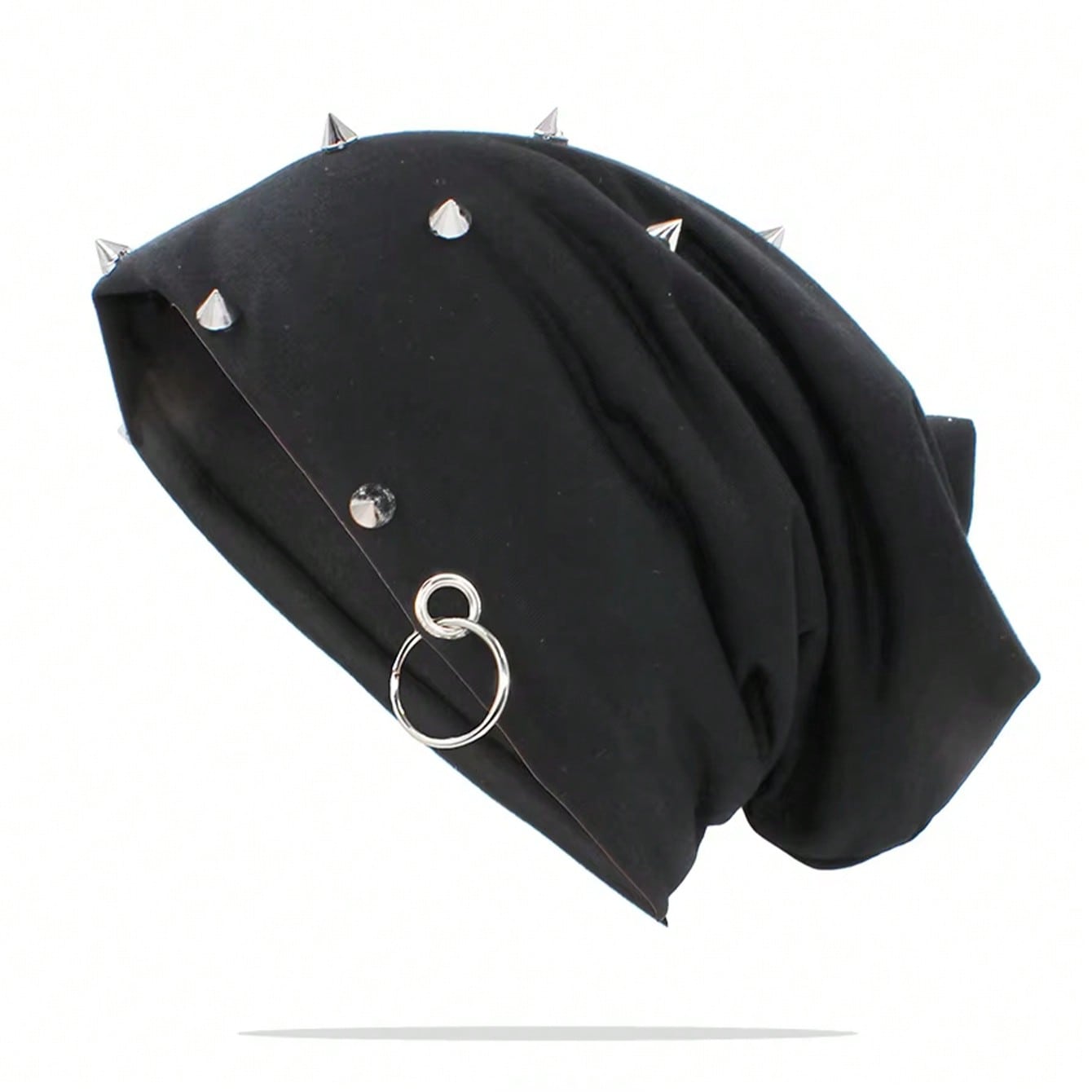 1Pc Unisex Rivet Beanie Hat,Punk Rock Hiphop Stud Rivets Cap,Goth Gothic Skull Caps Winter Warm Beanies Cap For Men Women,Suitable For Street Wear. Autumn Decor