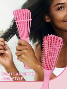 1 Pc Hair Detangler Brush For Afro/African Textured 3a To 4c Kinky, Wavy, Curly, Coily Hair: Gently Detangles Wet, Dry, Or Oiled Hair, Reduces Breakage & Exfoliates Scalp. For At-Home Or Salon Use By Men & Women With Natural, Thick, Long Textures For Beautiful Hair. - 彩色 - 查看 4