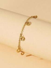 1 件简约 18K 镀金四叶草手链，设计百搭 - 鏤空四葉花手鍊 - 查看 1