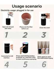 1 pieza Humidificador de aire mini inalámbrico de 230ml de colores con micrófono frío - Super silencioso y portátil para dormitorio, coche, oficina - Batería de 1200mAh incluida, regalo de cumpleaños