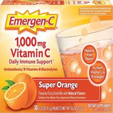 Emergen-C 1000mg Vitamin C Powder For Daily Immune Support Caffeine Free Vitamin C Supplements With Zinc And Manganese, B Vitamins And Electrolytes, Super Orange Flavor - 30 Count - Flavor NameA - 查看 1