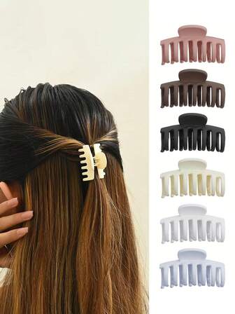 6pcs Minimalist Matte Solid Color Claw Hair Clips, Versatile For Casual, Work, Party, Suitable For Thin Hair, Fixing Ponytail And Updo Fall Hair Accessories Autumn Hair Claw Fashion Claw Clips Elegant Hair Clutch Clips For Hair Winter For Vacation Outfits Woman