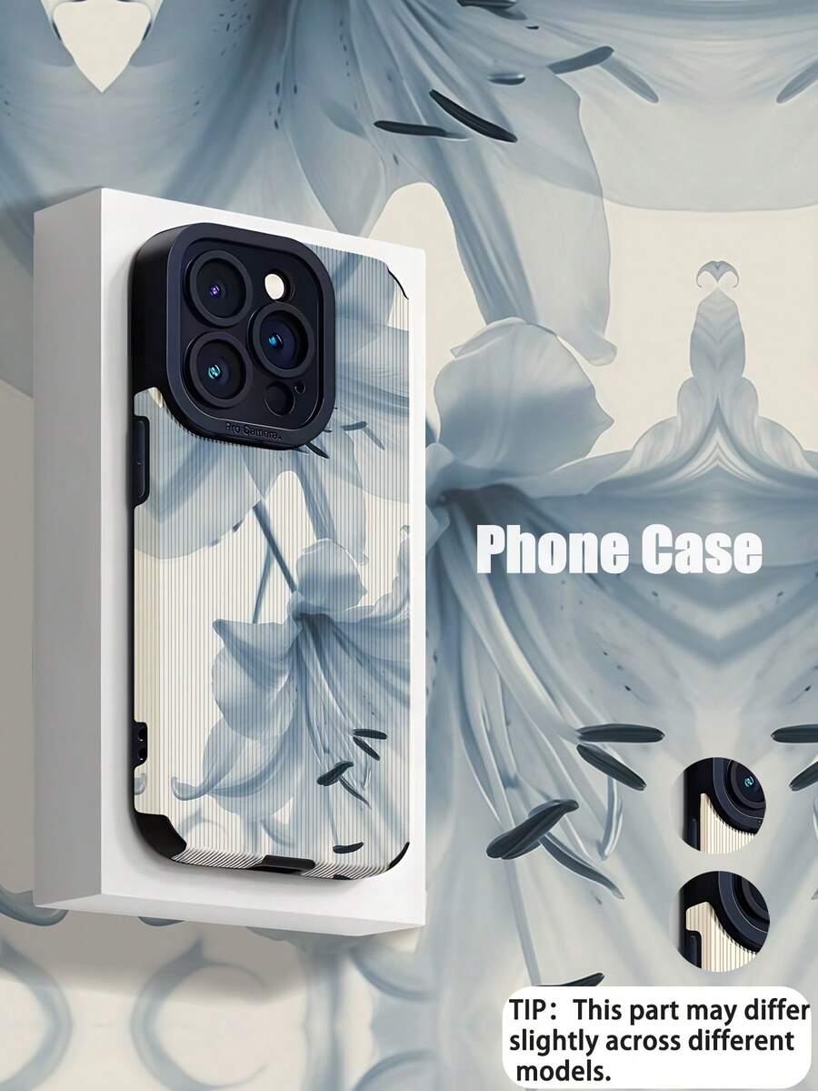 1 件复古白百合图案垂直条纹仿皮软保护手机壳，适用于 Apple 和各种型号 - 彩色 - 查看 1