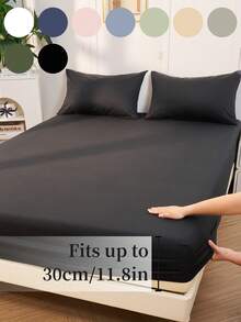 1 pieza Sábana ajustable, Ropa de cama, Protector de colchón, Textil para el hogar acogedor, Cubrecama, Amigable con la piel, Sábanas, Protector de colchón transpirable y antipelusas, Suave y amigable con la piel, Para cama individual, cama twin, cama full, cama queen y cama king, Para todas las estaciones, Ropa de cama decorativa elegante y encantadora para dormitorio o residencia, Lavable a máquina, Blanco, Rosa, Negro, Azul marino, Beige, Gris, Azul, Verde, Decoración de otoño, Decoración de habitación, Vuelta al colegio, Útiles escolares