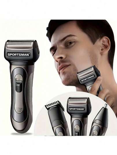 Men's Aluminum Foil Electric Shaver, Wireless USB Rechargeable Reciprocating Electric Shaver, Electric Ear & Nose Hair Trimmer, Precision Beard Edger, Electric Rechargeable Shaver, Rechargeable Hair Clipper, Men's Grooming Kit, Men's Razor, Ideal Shaver Gift Set